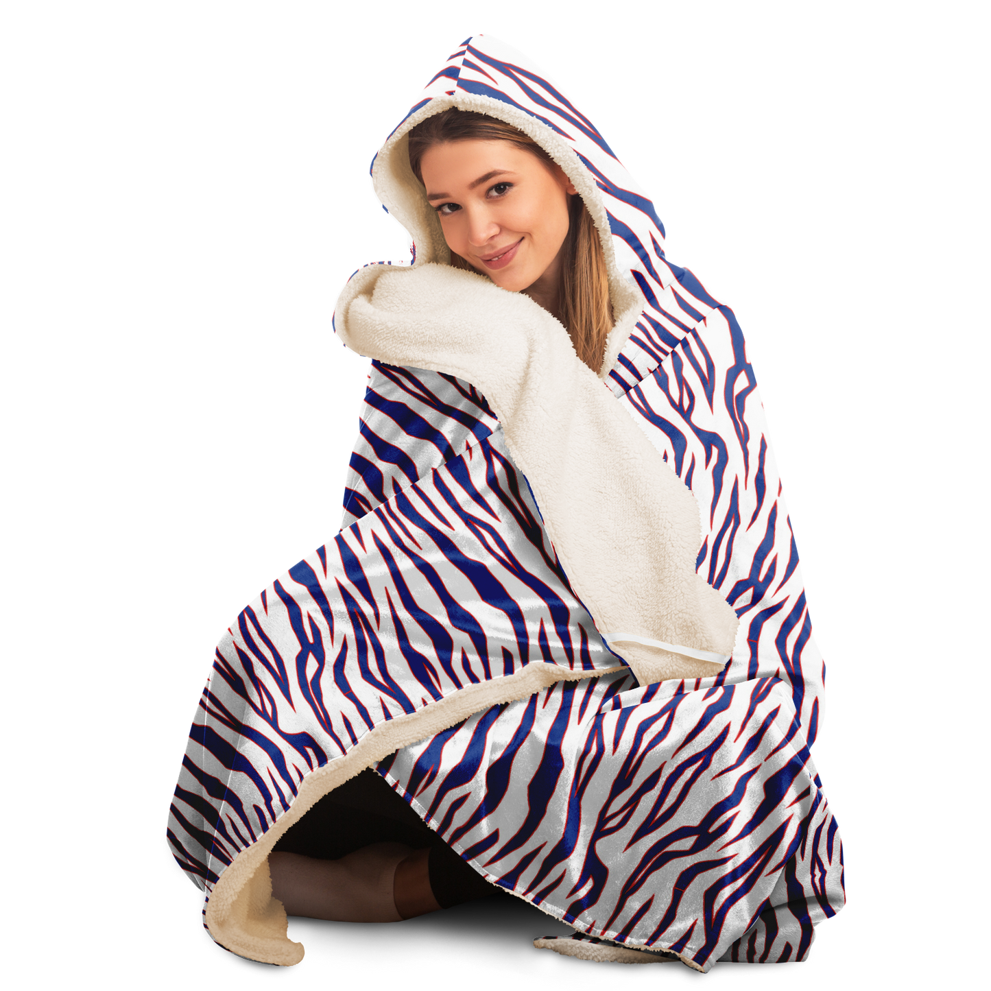 Buffalo Bills Style Tiger Stripe Hooded Blanket