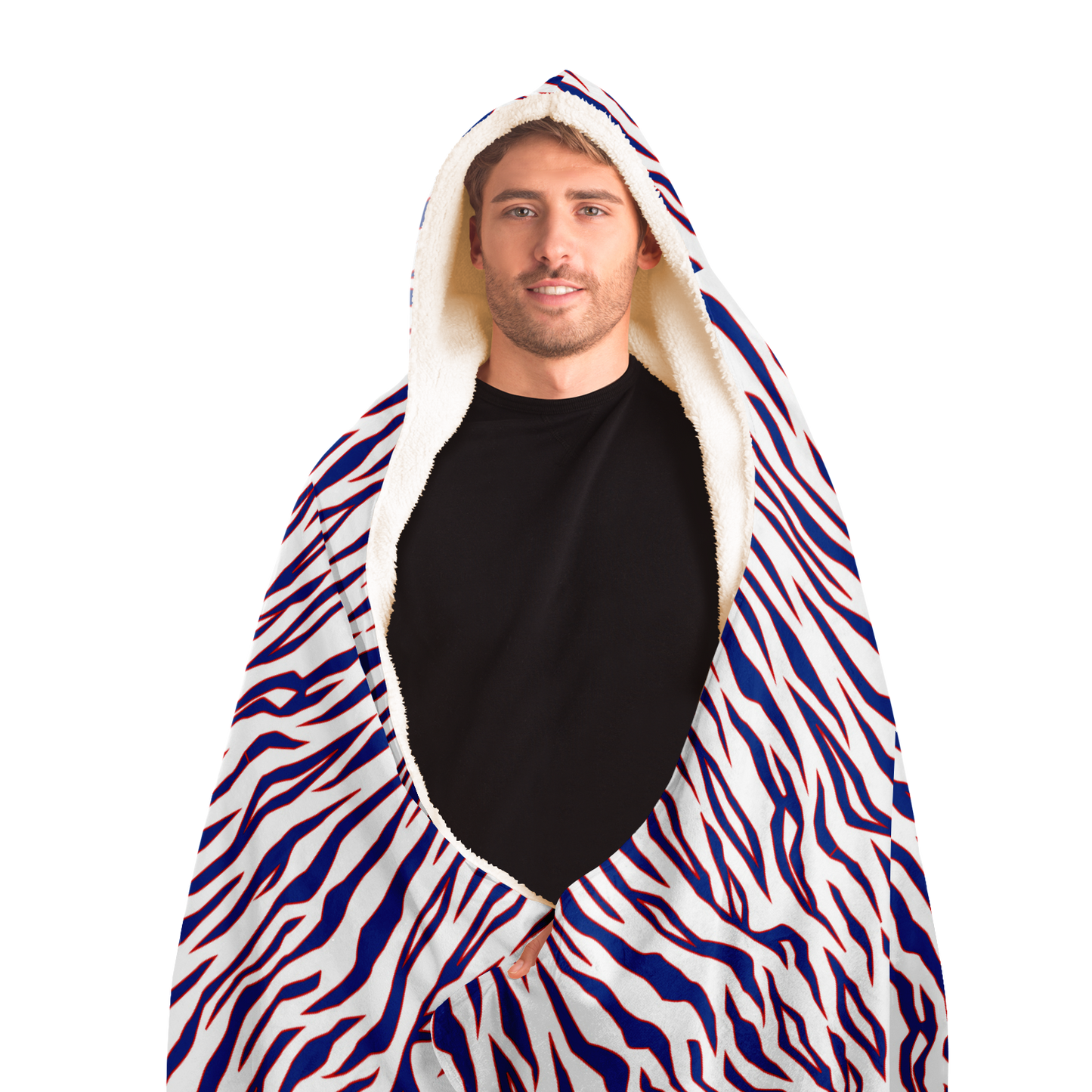 Buffalo Bills Style Tiger Stripe Hooded Blanket