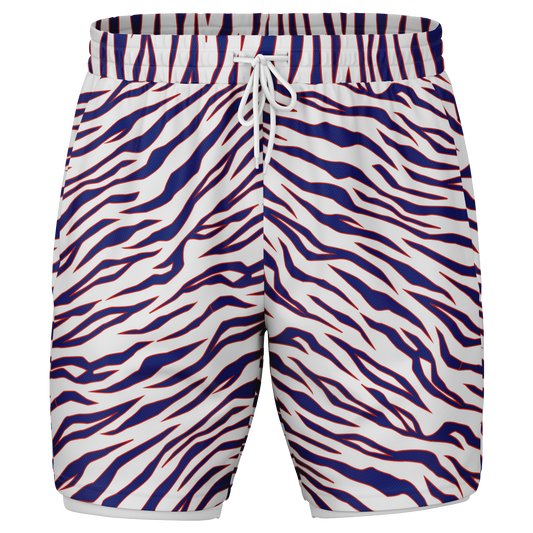 Men's Buffalo Bills Style Tiger Stripe 2-in-1 Shorts