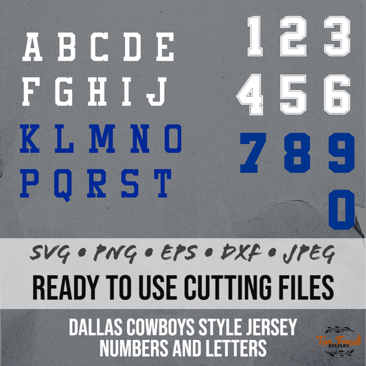 Dallas Cowboys Style Jersey Numbers and Letters Digital Vector Download