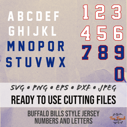 Buffalo Bills Style Jersey Numbers and Letters Digital Vector Download