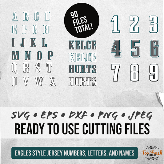 Philadelphia Eagles Style Jersey Numbers and Letters Digital Vector Download