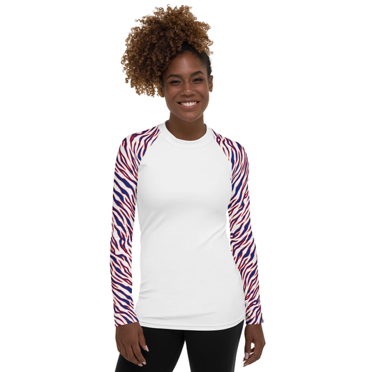 Buffalo Bills Style Tiger Stripe Women's Athletic Long Sleeve - White