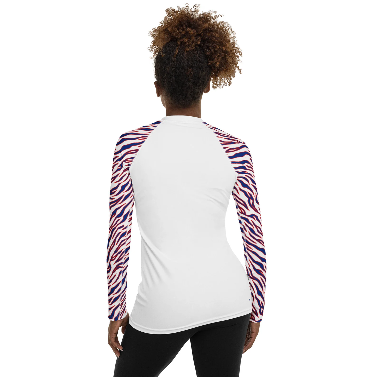 Buffalo Bills Style Tiger Stripe Women's Athletic Long Sleeve - White