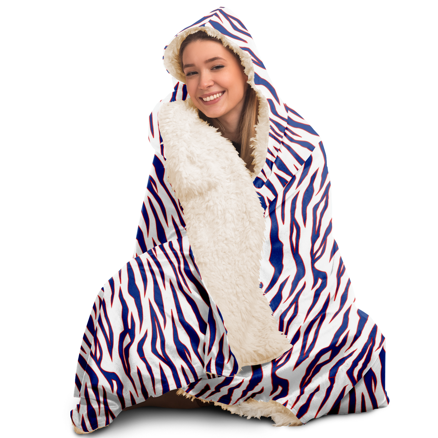 Buffalo Bills Style Tiger Stripe Hooded Blanket