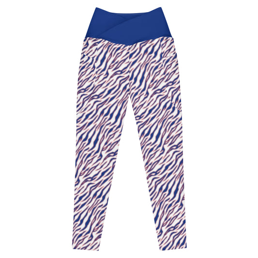 Buffalo Bills Style Tiger Stripe Crossover leggings with pockets