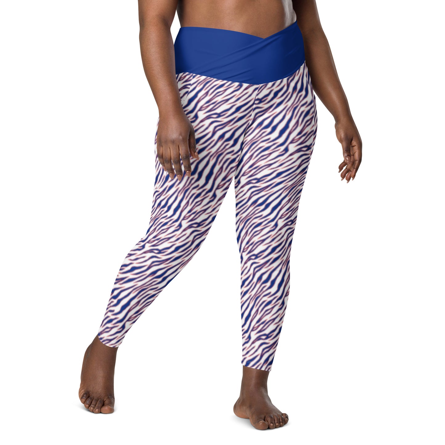 Buffalo Bills Style Tiger Stripe Crossover leggings with pockets