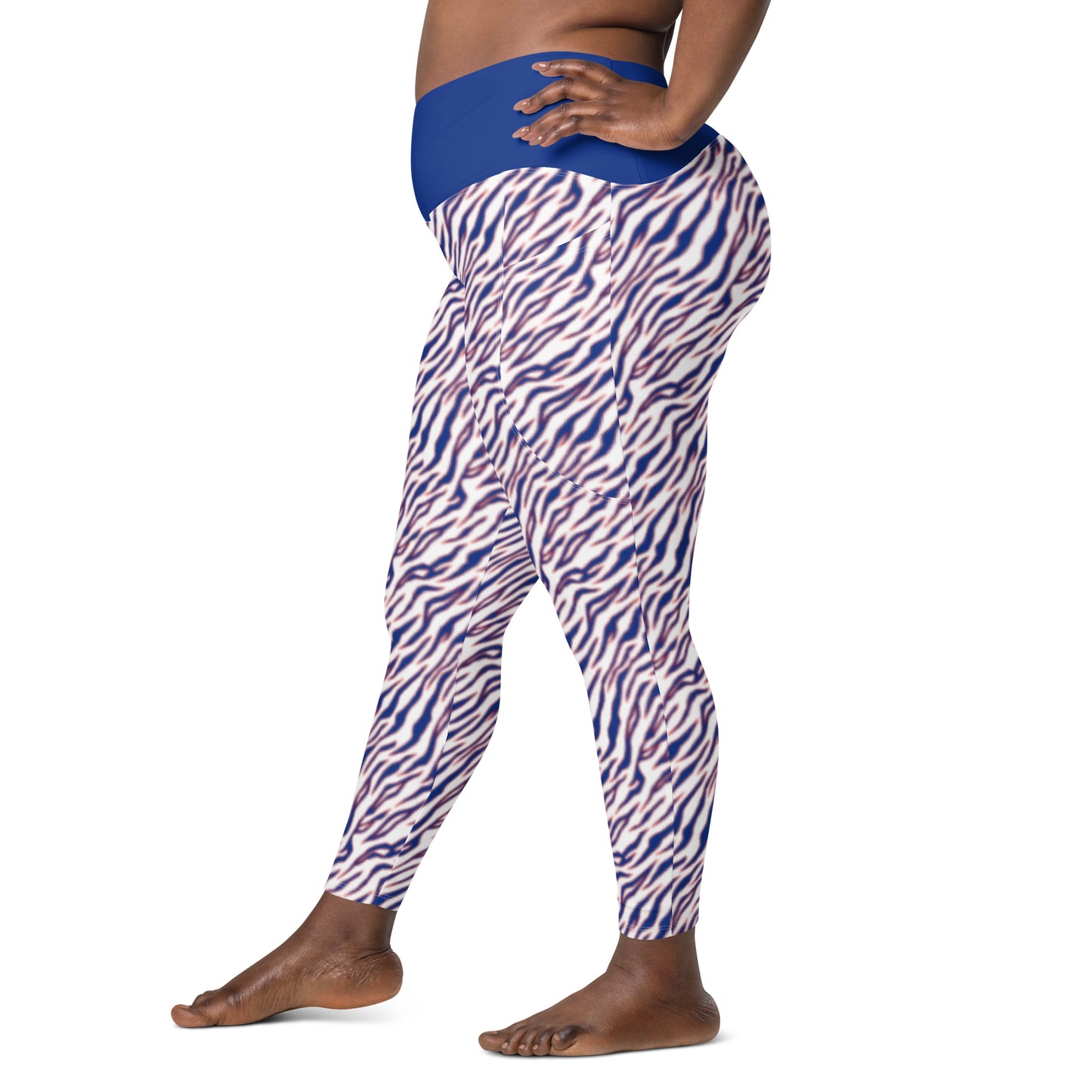 Buffalo Bills Style Tiger Stripe Crossover leggings with pockets