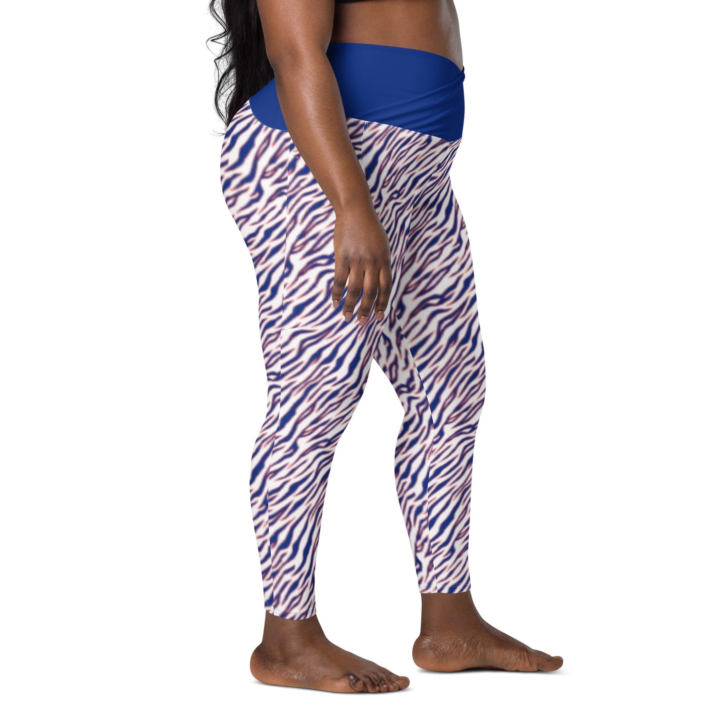 Buffalo Bills Style Tiger Stripe Crossover leggings with pockets