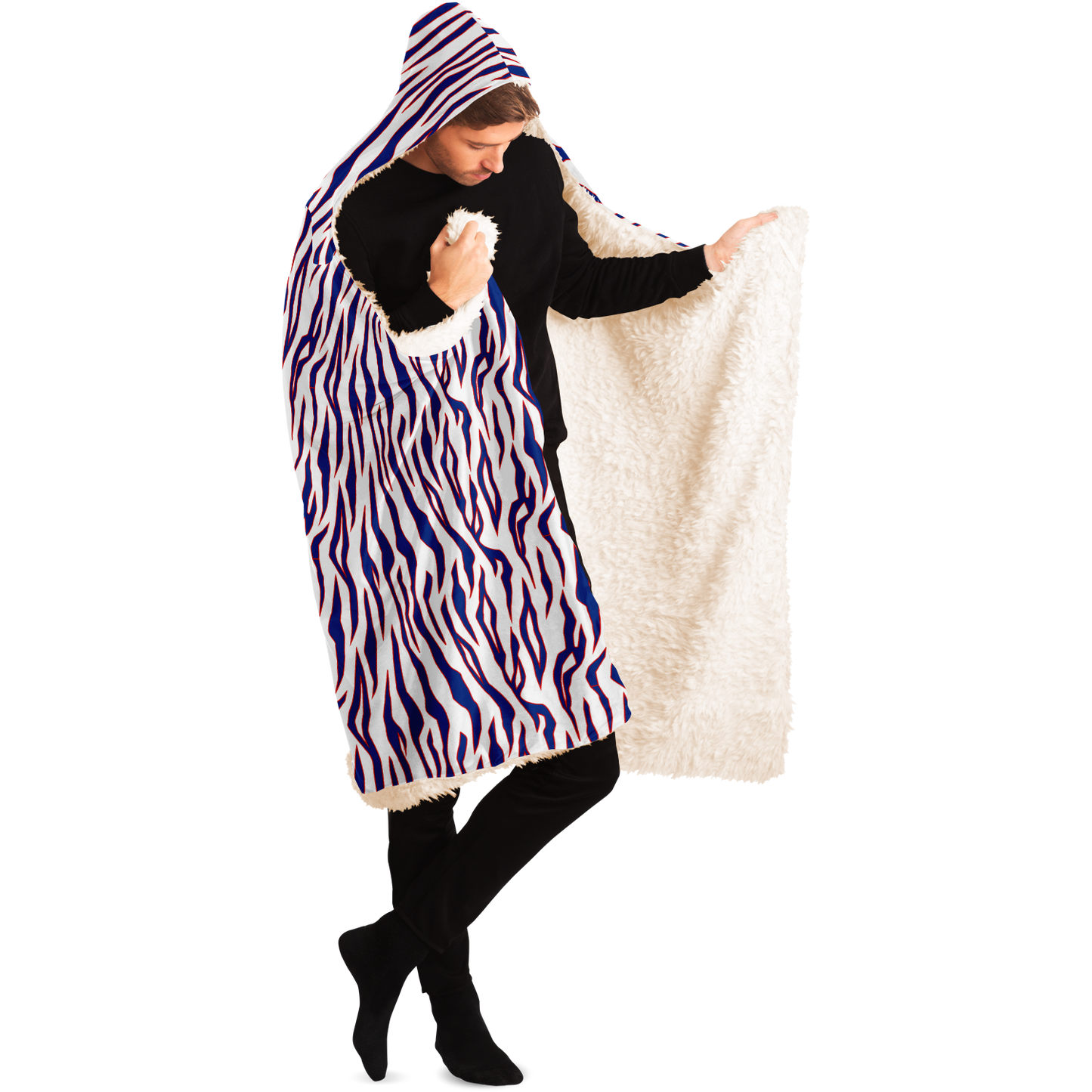 Buffalo Bills Style Tiger Stripe Hooded Blanket