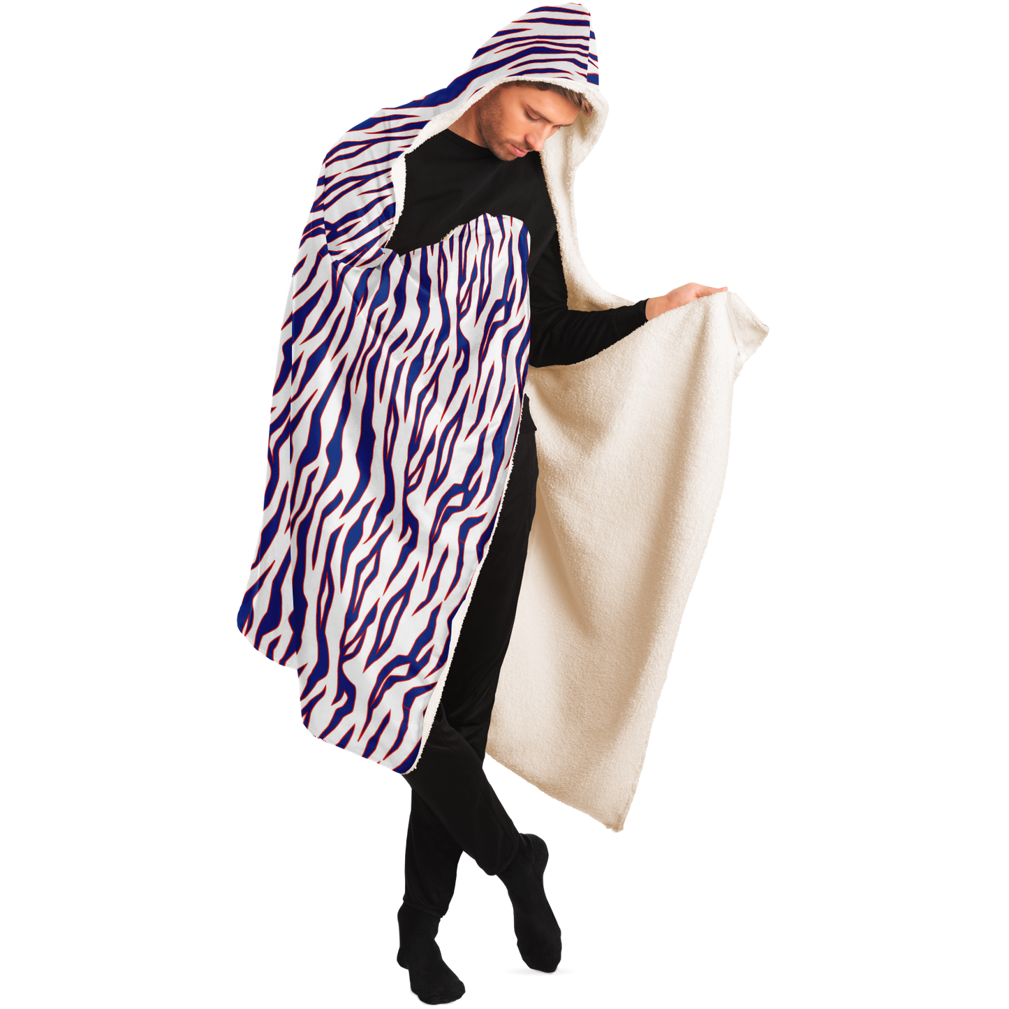 Buffalo Bills Style Tiger Stripe Hooded Blanket