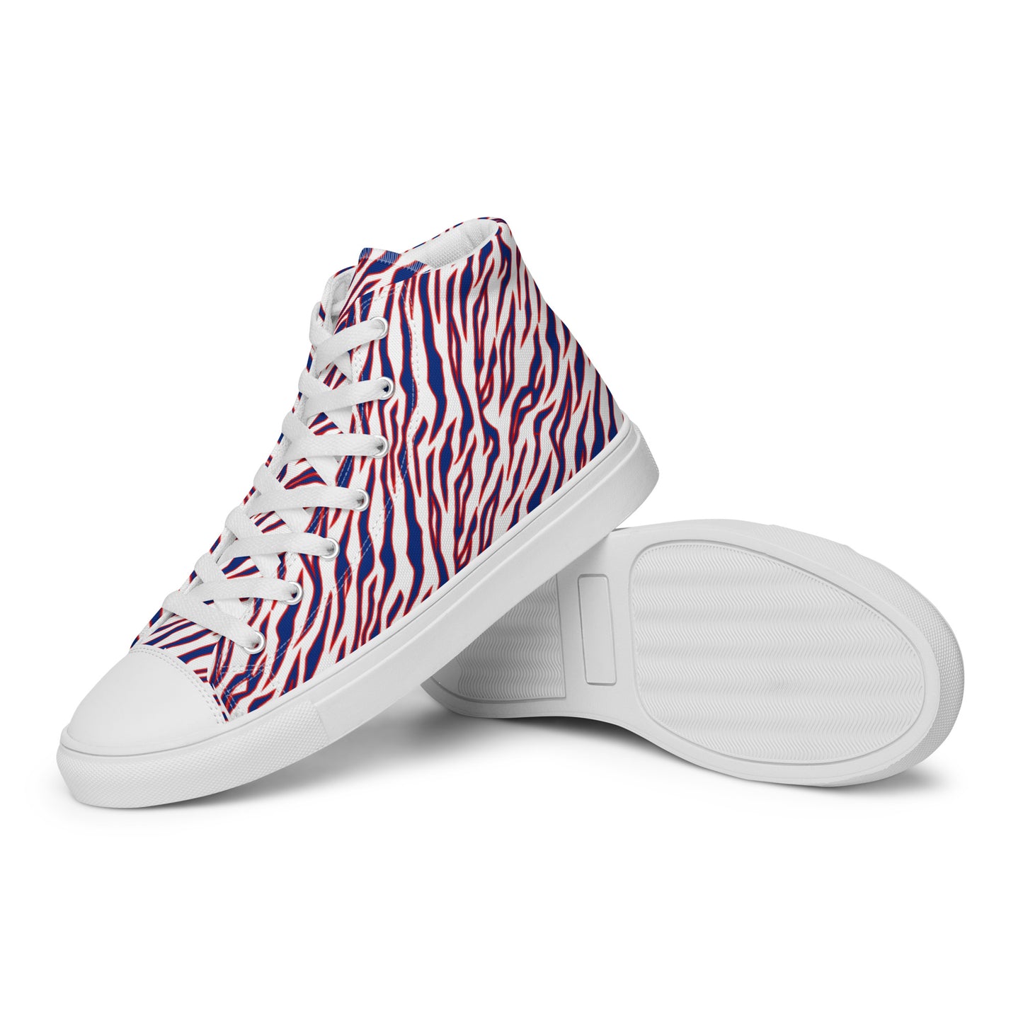 Men’s Buffalo Bills Style Tiger Stripe High Top Canvas Shoes