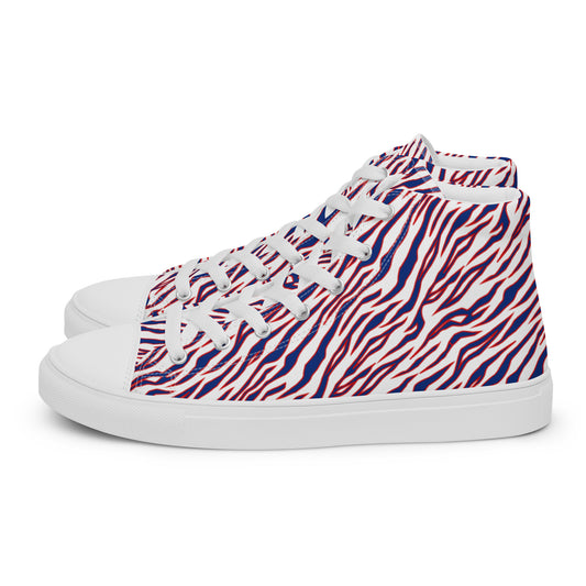 Women's Buffalo Bills Style Tiger Stripe High Top Canvas Shoes